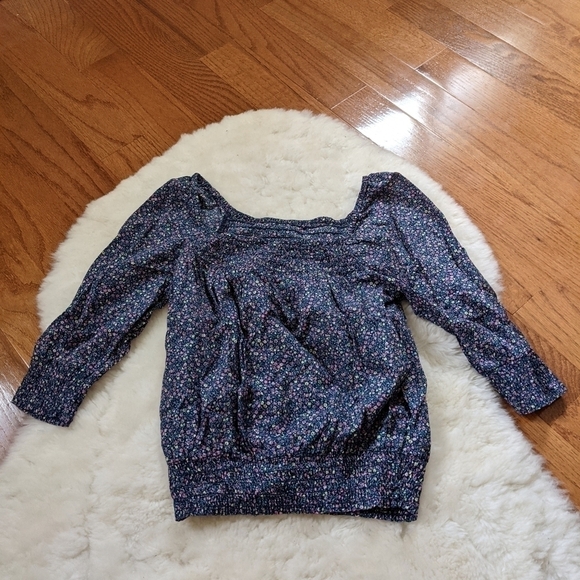 h&m floral ditsy smocked peasant blouse xs 2 - Picture 1 of 8